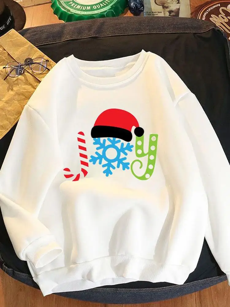 

Women Fleece Clothing Christmas Spring New Year Fashion Snowflake Cartoon Winter Pullovers Print Female Graphic Sweatshirts