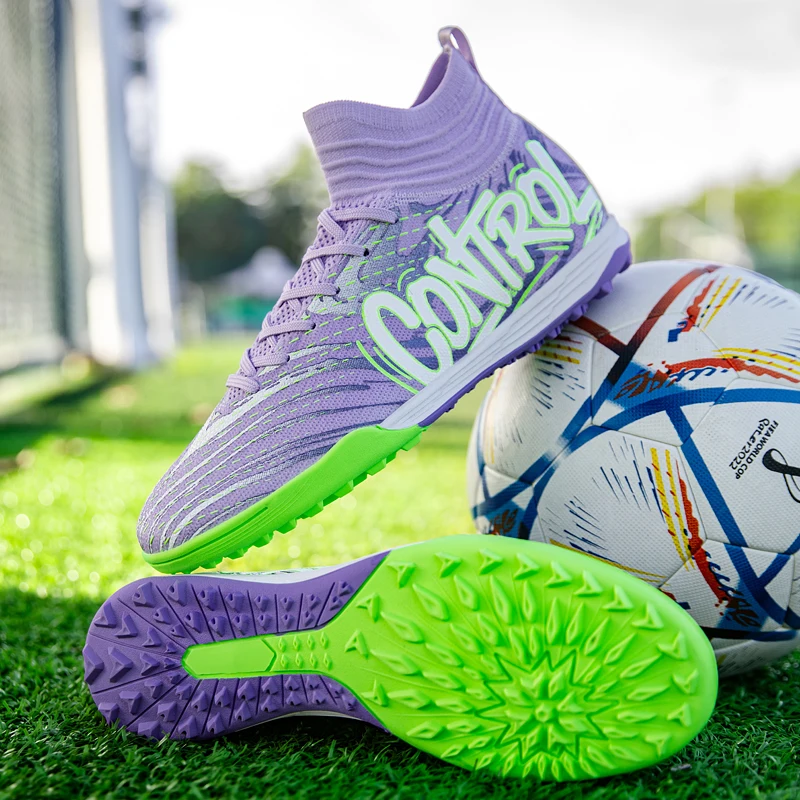 Mens Football Shoes 2025 New Anti Slip Wear Resistant High Cut Casual TF Adults Fast Sports Soccer Cleat Teenager Sneakers