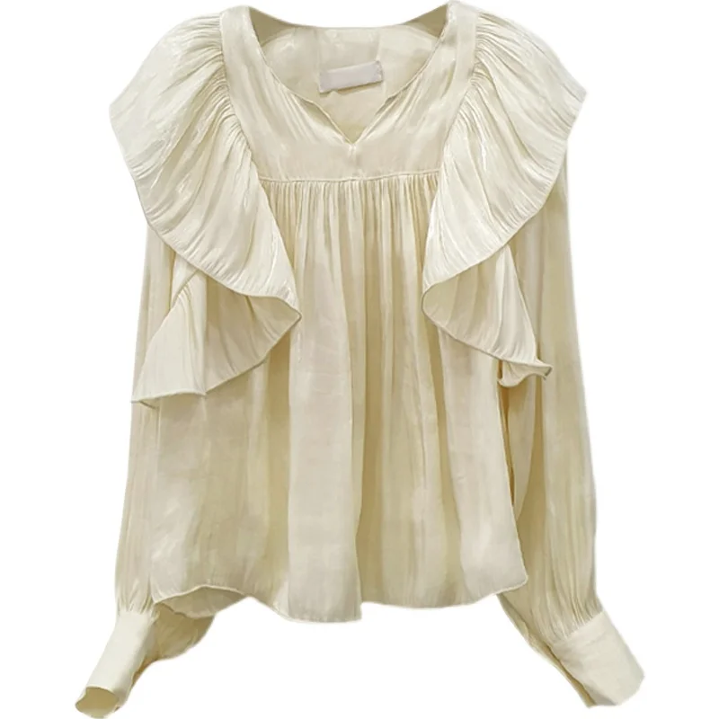 Ele Donna irt Primavera Autunno Bubble Sve Design plissettato Sensation Floral Faionable Top Taglio dritto Lungo Sve