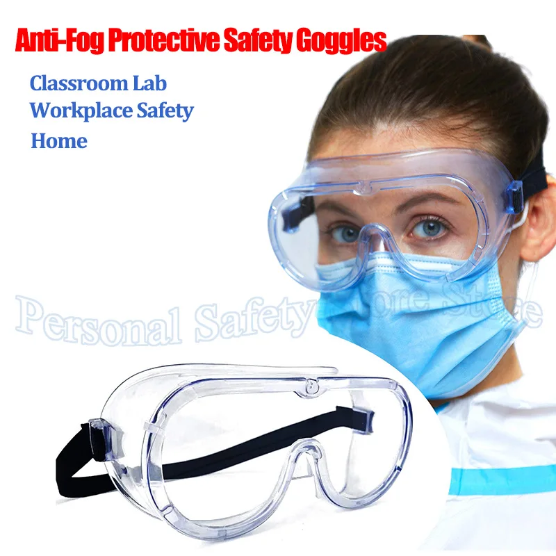 نظارات أمان مضادة للضباب تناسب النظارات المقاومة للخدش / المختبر / العلوم / العمل الكيميائي / ممرضة خفيفة الوزن قابلة للتعديل