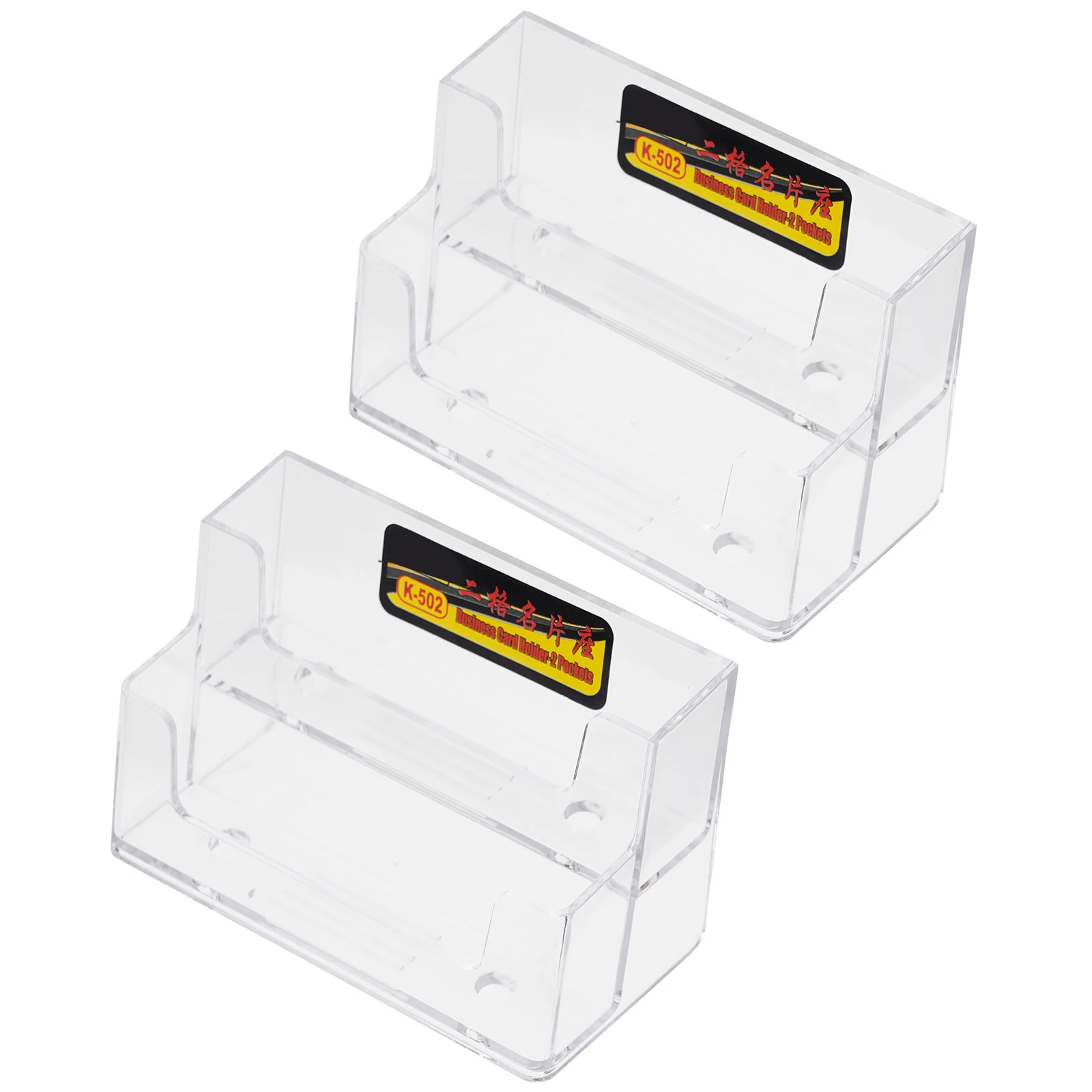 

2 Pcs Business Card Holder Table Transparent Desktop Index Vertical Holders Display Stand Cards