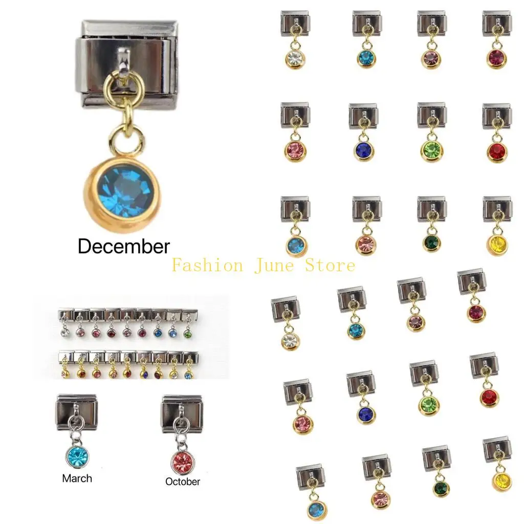 

N5KA 12Pcs Modular Jewelry Findings Beads Bracelet Module Stone Jewelry Making Part Charm Link Stainless Steel Texture