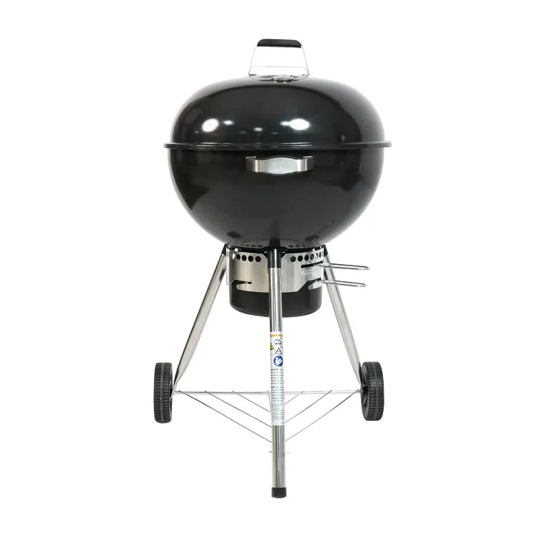 Portable Apple-shaped Charcoal Kettle Grill, Detachable Tripod & Four Feet Stand, Customizable Outdoor BBQ Roaster for Camping