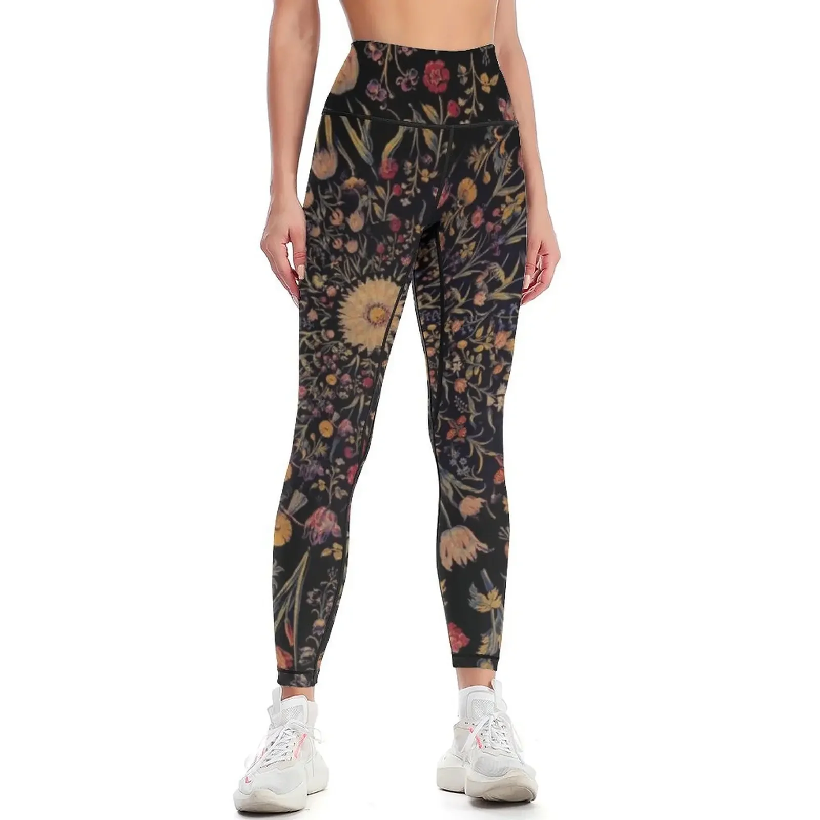 

Medieval Flowers on Black Leggings Legging sexy woman Sports female Fitness clothing Womens Leggings