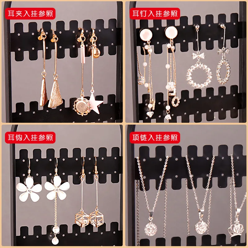 Folding Earrings Studs Display Rack 2-6 Fans Panels Screen Organizer Storage Box Necklace Jewelry Shelf Stand Holder