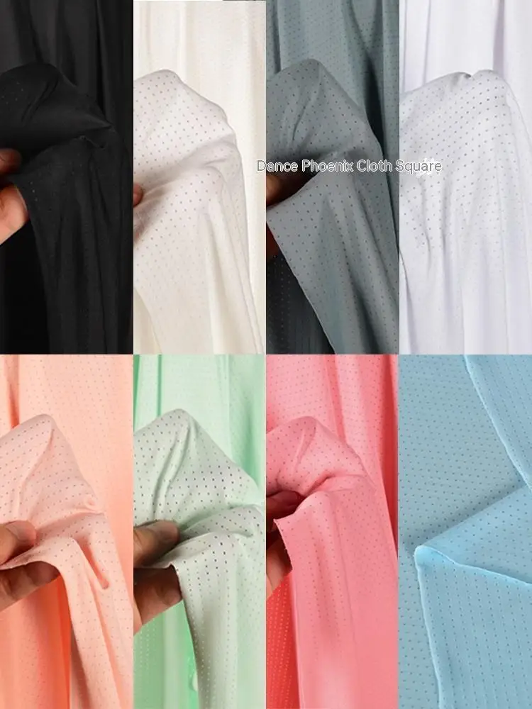 

Ice Silk Fabric Mesh Breathable Thin Four Sided Elastic T-shirt Sports Cloth Per Meters by the Meters Nylon Spandex Material