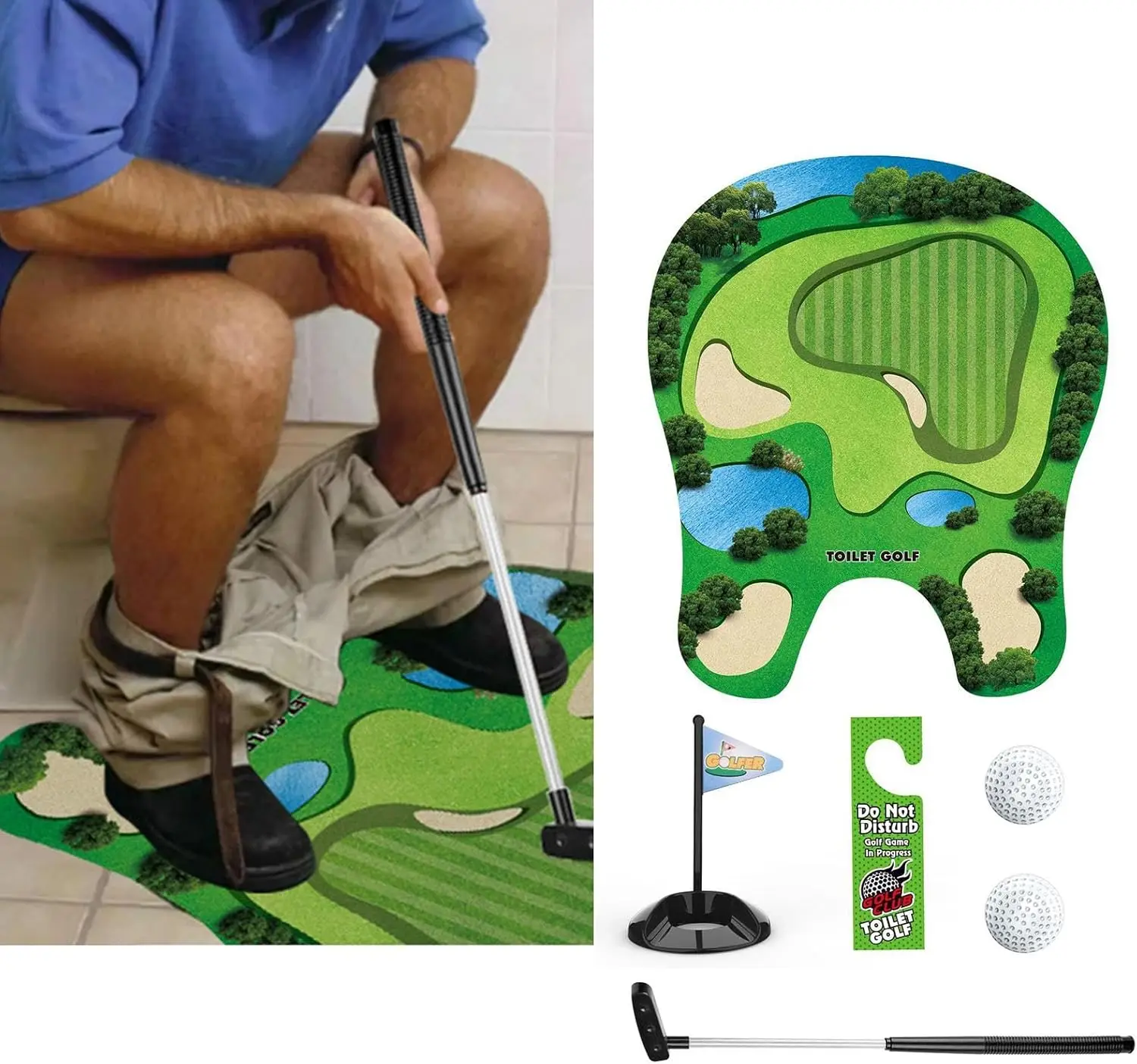 Mini Golf Game Gag Gifts for Men Fun and Leisure Golf Ball Set for The Toilet Indoor Golf Entertainment Toilet Golf for Dad