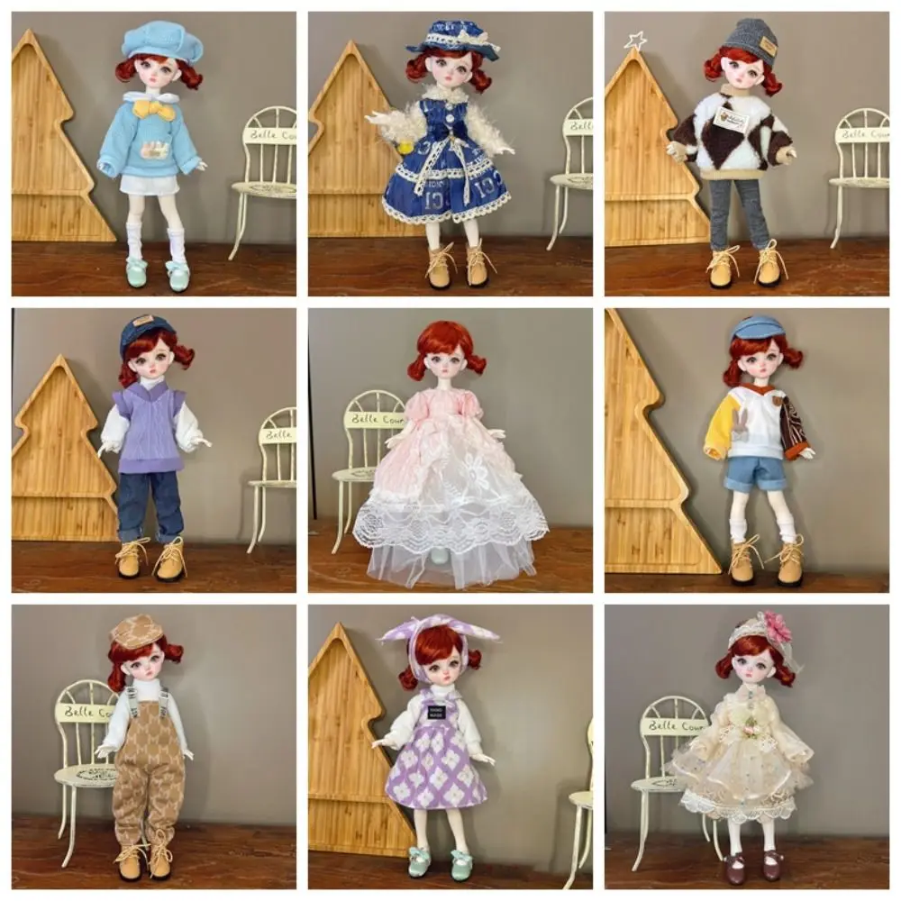 Moda diy 30cm roupas de boneca bonito vestido de boneca casual menina brinquedo presente