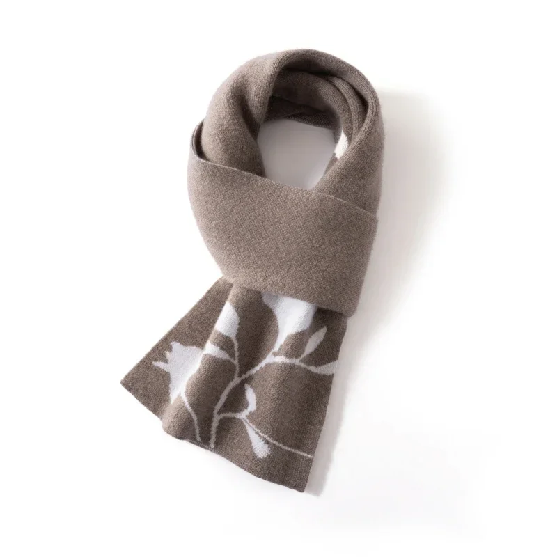 

Elegant Cashmere Knitted Winter Scarf Windproof Warm Neck Face Protection Embroidered Soft Muffler for Skateboard Outwear