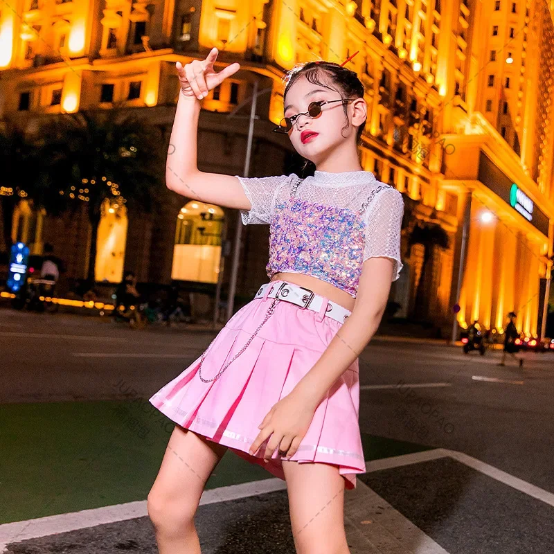 Girls Jazz Urban Dance Girl Clothes Clothes K-pop Cool Clothes for Children Hip-hop Dance Suit Children\'s Runway Clothes