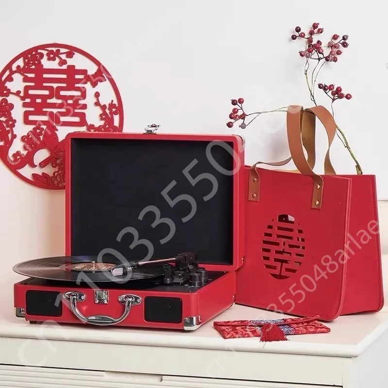 

Retro vinyl record player; living room European style portable Bluetooth speaker; birthday gift