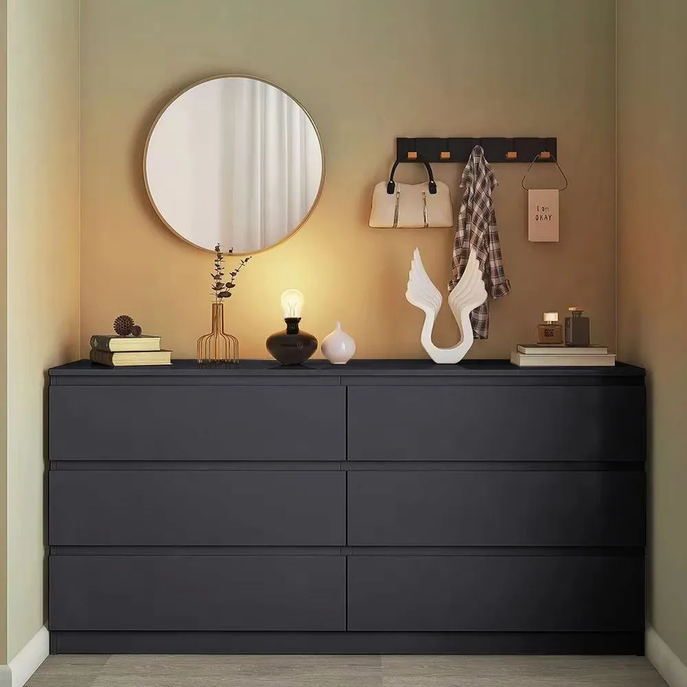 Black household storage cabinet in bedroom, chest of drawers, simple modern chest of drawers, chest of drawers, multi-storey sto