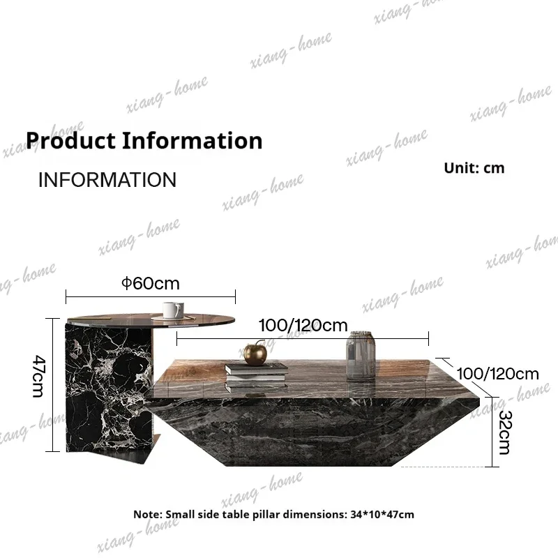 YJ  Italian Luxury Mobile Nesting Tables Venetian Brown Marble Side Table Set Living Room Heat Scratch Resistant Des