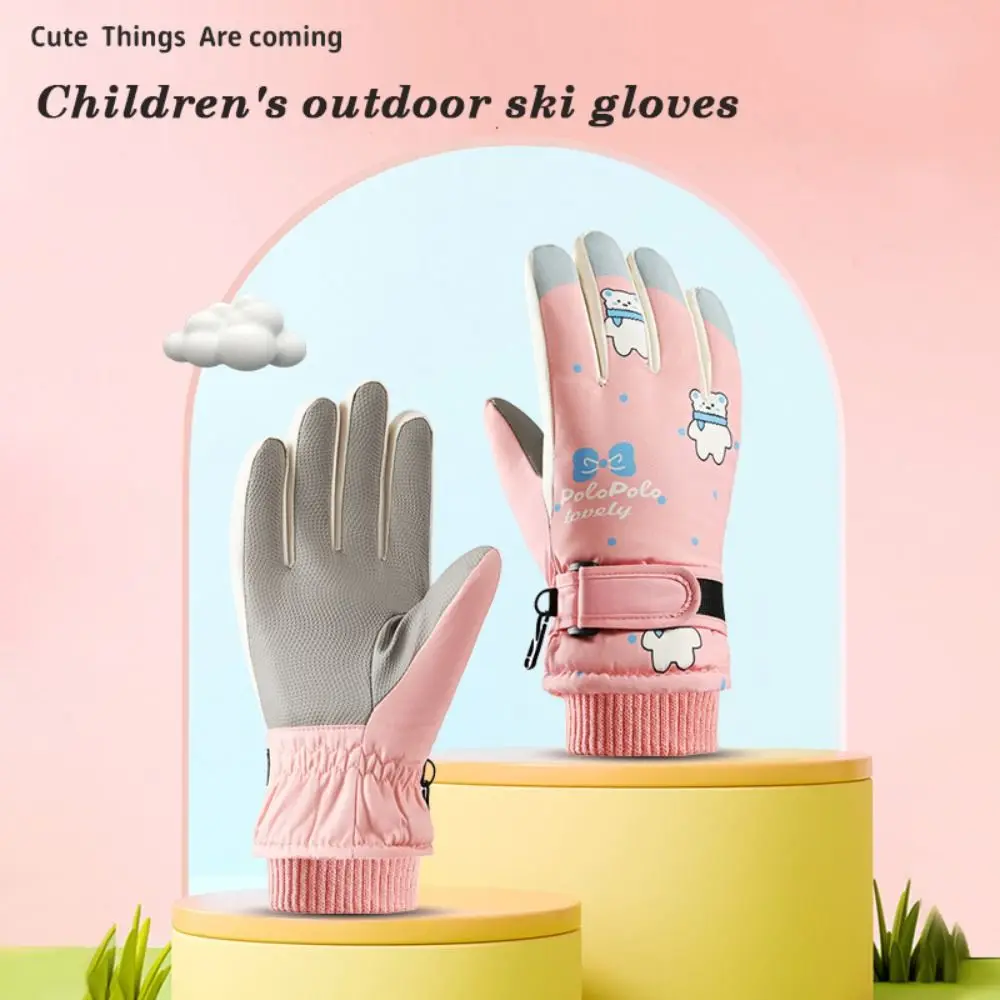 Thick Warm Children Ski Gloves Windproof Non-slip Sports Mittens Snow Snowboard Touch Screen Kids Cycling Gloves Kids Boys Girls