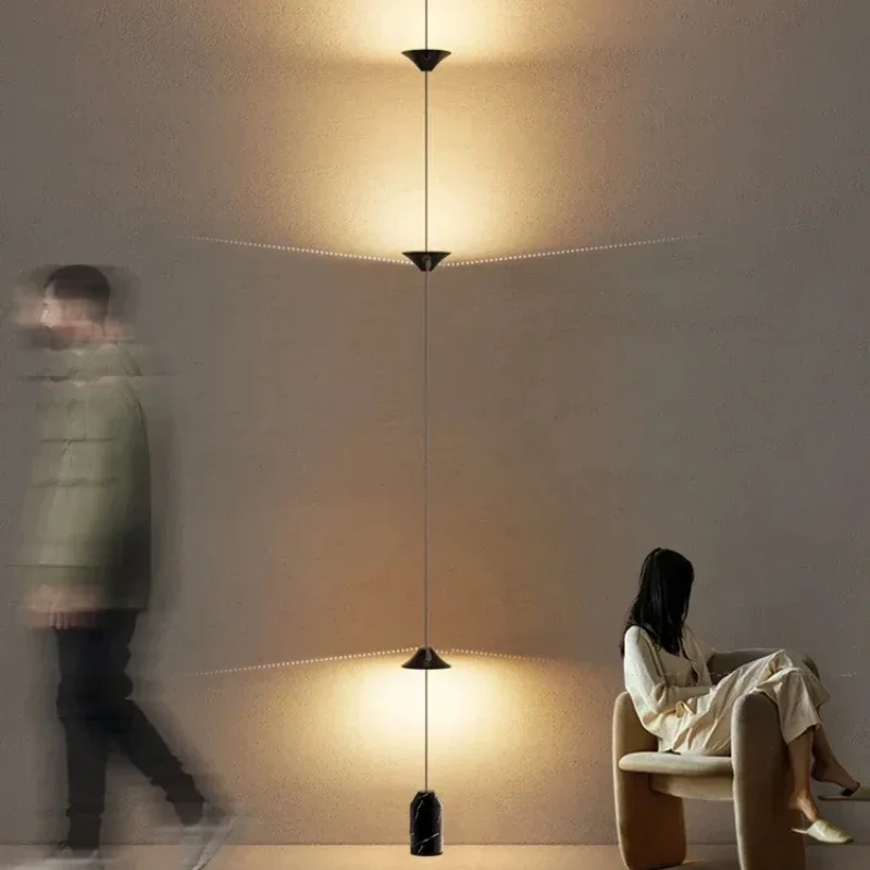 

Modern Living Room Hallway Wall Floor Lamp Cone Desigh Art Decorative iron Hanging Cable Floor Lamp for Bedroom Indoor