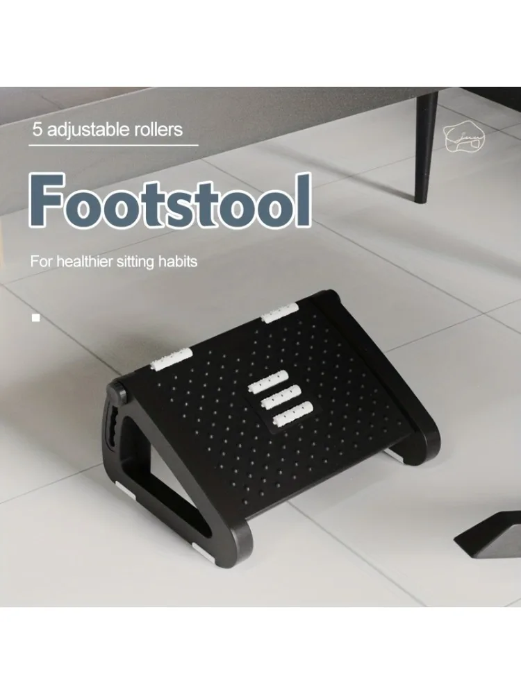 Adjustable Footrest Stool 5 Adjustable Rollers Ergonomic Office Foot Rest Height Adjustable Desk Footrest for Home Work