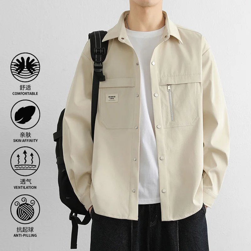 Men's Shirt 2026 New Style Loose Trendy Work Shirt Men's Long-Sleeved Spring-Autumn Casual Shirt Jacket