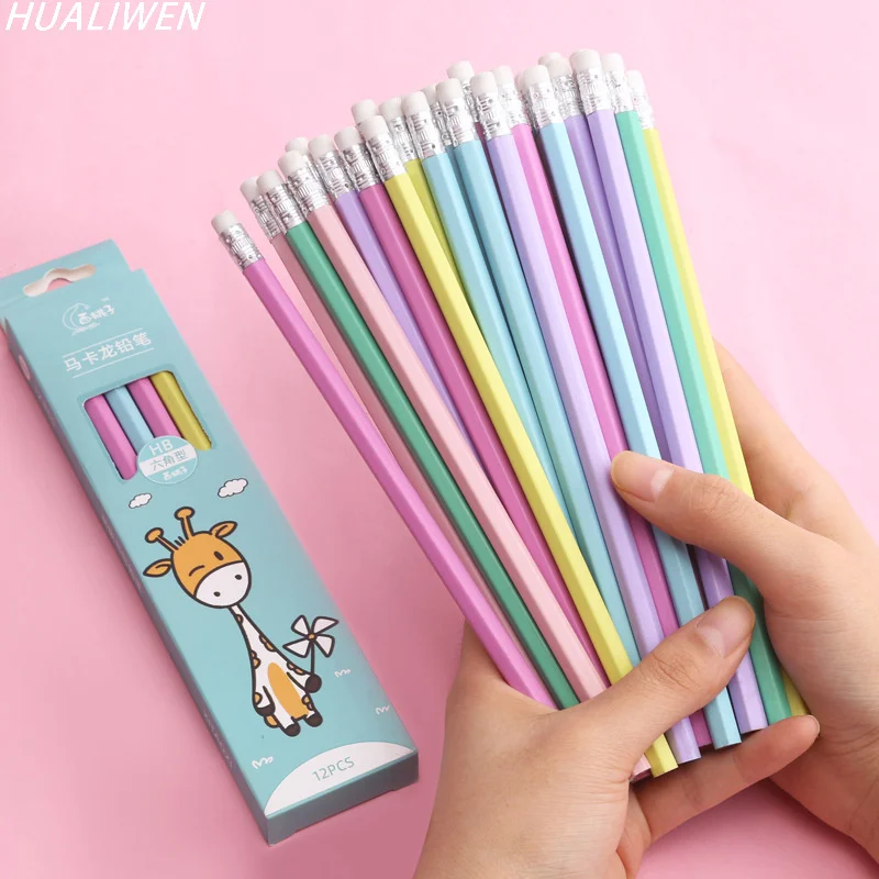 

12Pcs/Set Pencil Hb Pencil Stationery Items Drawing Supplies Cute Pencils For School Basswood Office School Cut