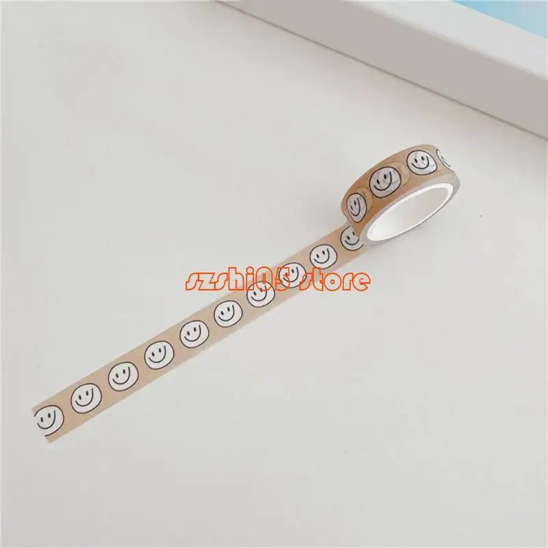 781E Aesthetic Masking Tape Smiling Face Themed Tape Scrapbooking Decorative Tape