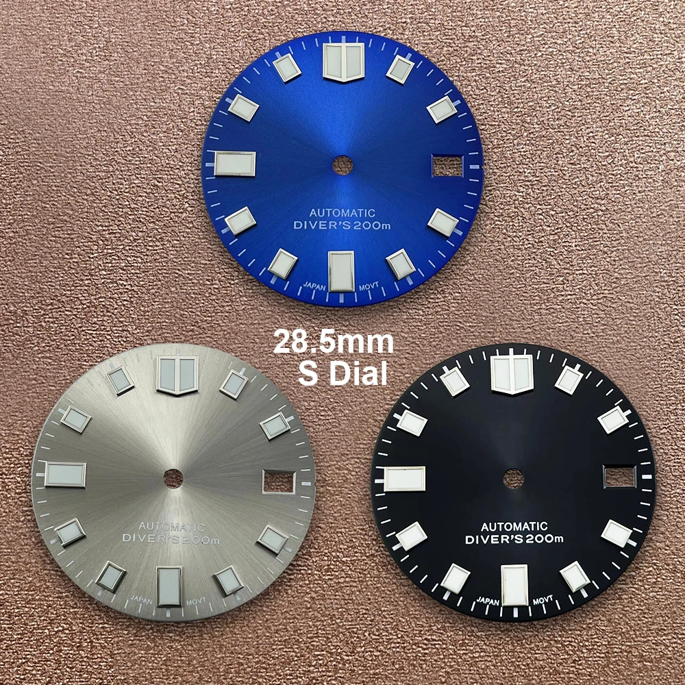 

28.5mm S Logo Sunray Diving Dial Suitable For NH35/NH36/7S/4R Movement C3 Green Luminous Quality Watch Modification Accessories