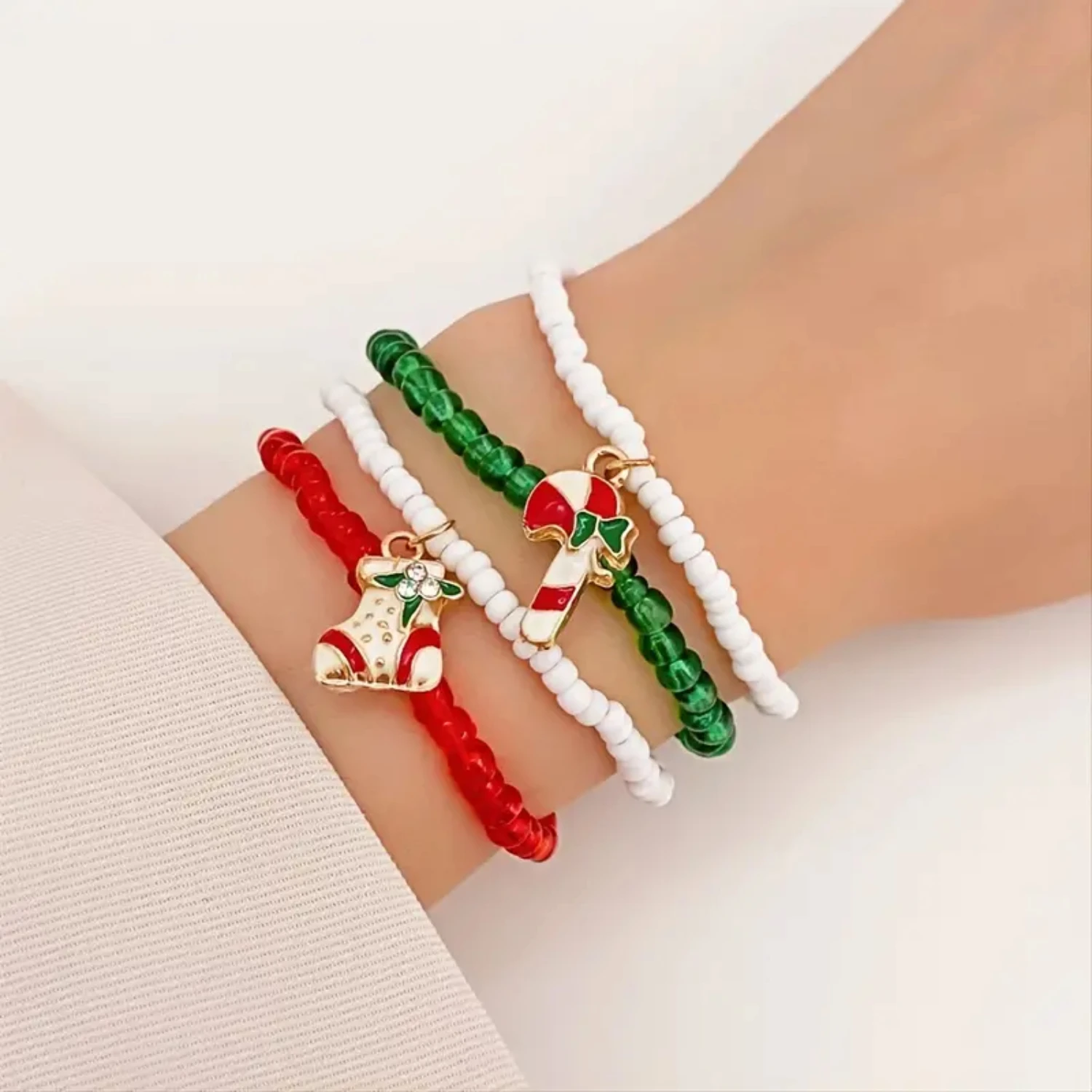 Hand-Beaded Bracelets Set - Holiday Gift for Her: Christmas Accessories Massage stones Tens muscle stimulator Ultrasound therapy