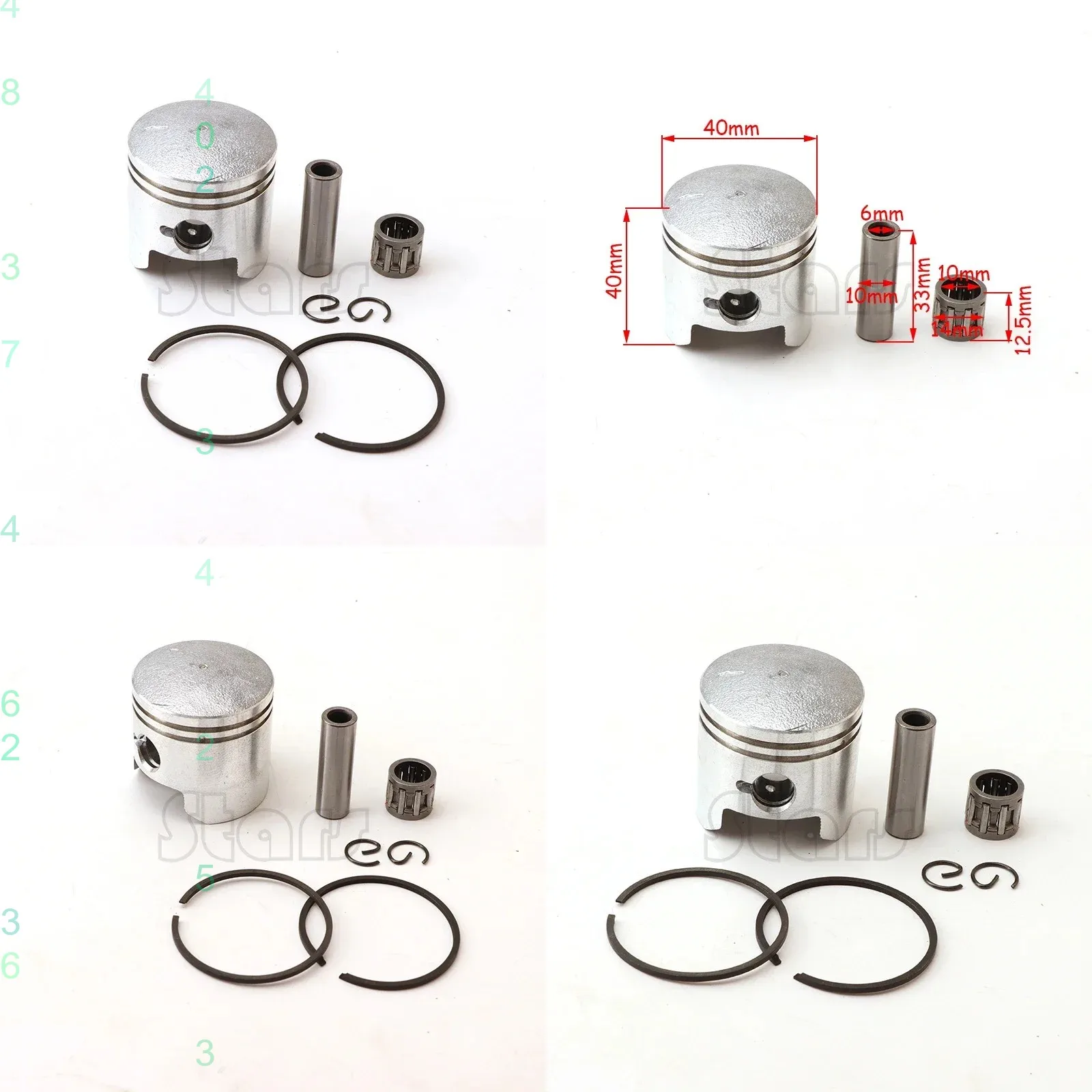 40mm Engine Piston 40-6 for 2 Stroke 47cc 49cc Pocket Bike with Piston Ring Pin Bearing