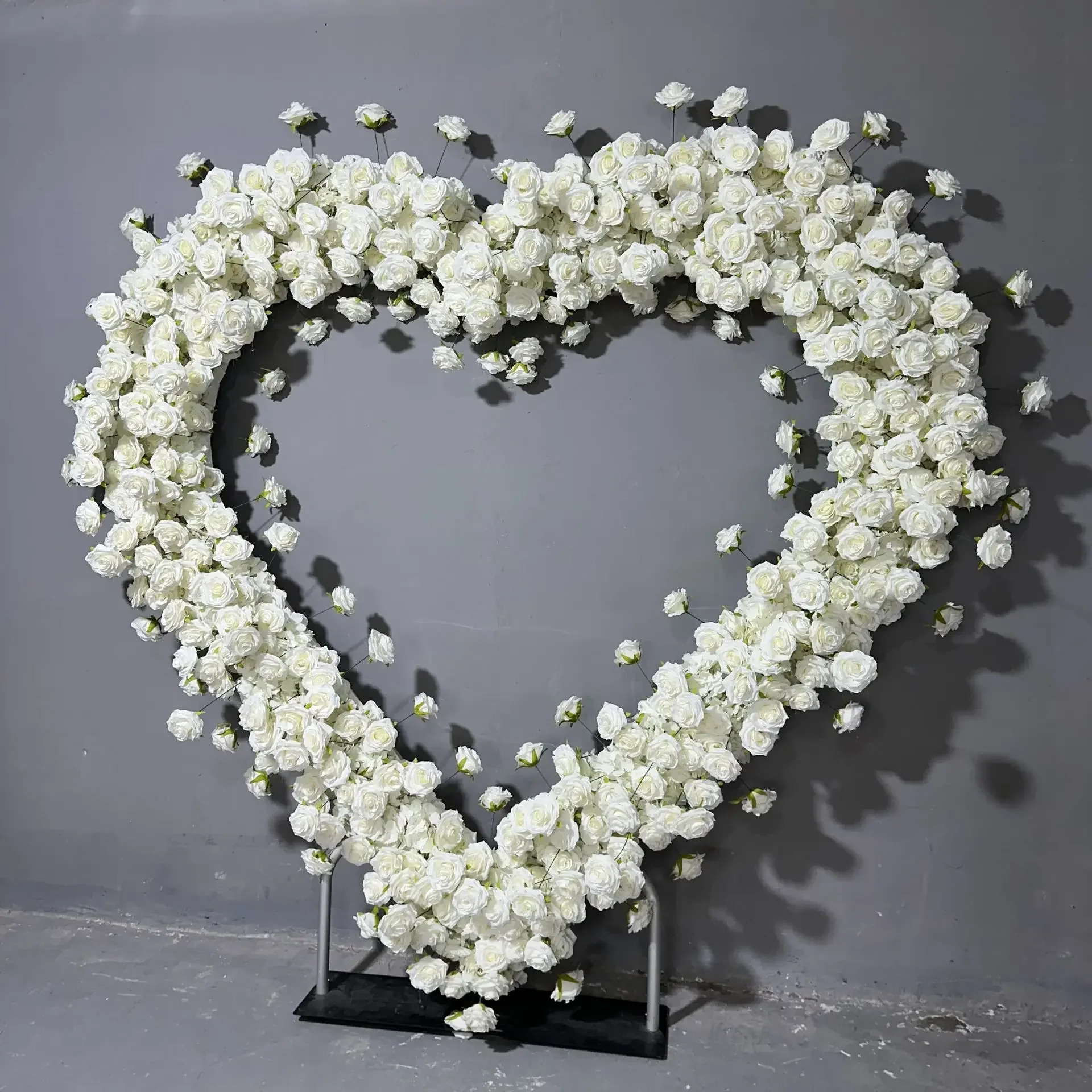 Simulation White Heart Arch Rose Arch Background Proposal Heart Arch Floral Simulation Floral Background Decoration