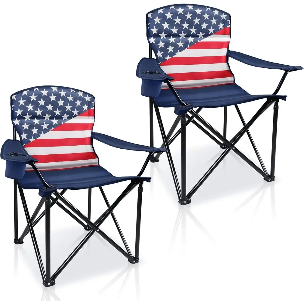 

2 Pack Oversized Padded Folding Chairs - Heavy Duty Outdoor Lawn Chairs for Adults, Camping, and Gardening