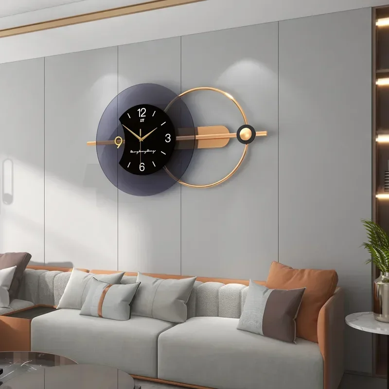 84x38cm 3D Wall Clock  Living Room Double-layer Modern Design Home  Clocks Silent Art Decoration Nordic Hanging Horologe Watch