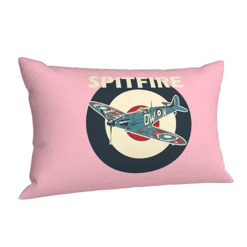 Custom RAF Spitfires Aircraft Roundel WW2 War Plane Cushion Cover Supermarine Airplane Soft Nordic Throw Pillow Cases Rectangle