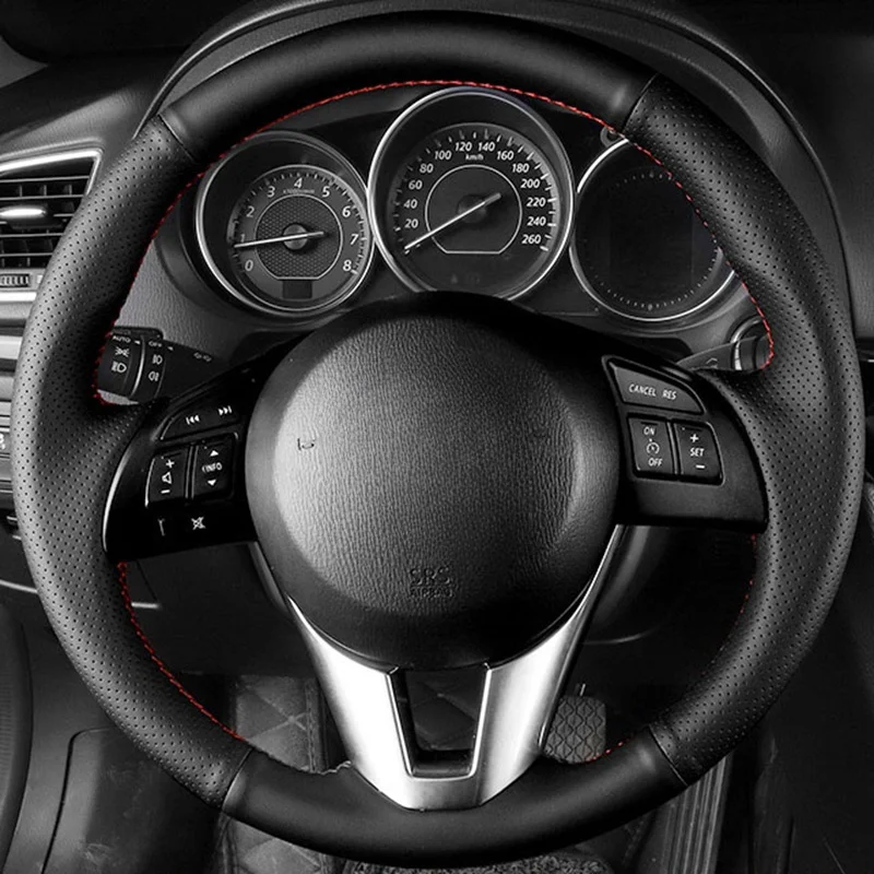 

Car Steering Wheel Cover Genuine Leather For Mazda CX-5 CX5 Atenza 2014 New Mazda 3 CX-3 Auto steering wheel cover Car accessory