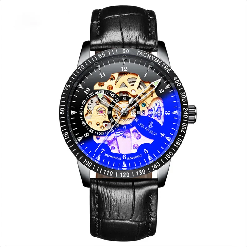 2027 Senas men's watch, personalized waterproof, double-sided hollowed-out automatic mechanical watch men's watch