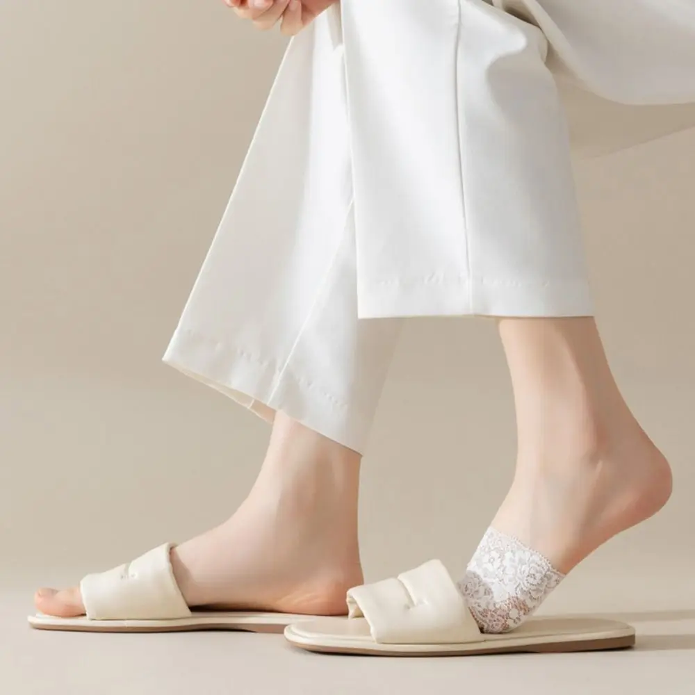 Forefoot Socks Elasticity Solid Color Lace Cotton Foot Care Mesh Half Palm Insoles Five Finger Socks Toe Separator Socks