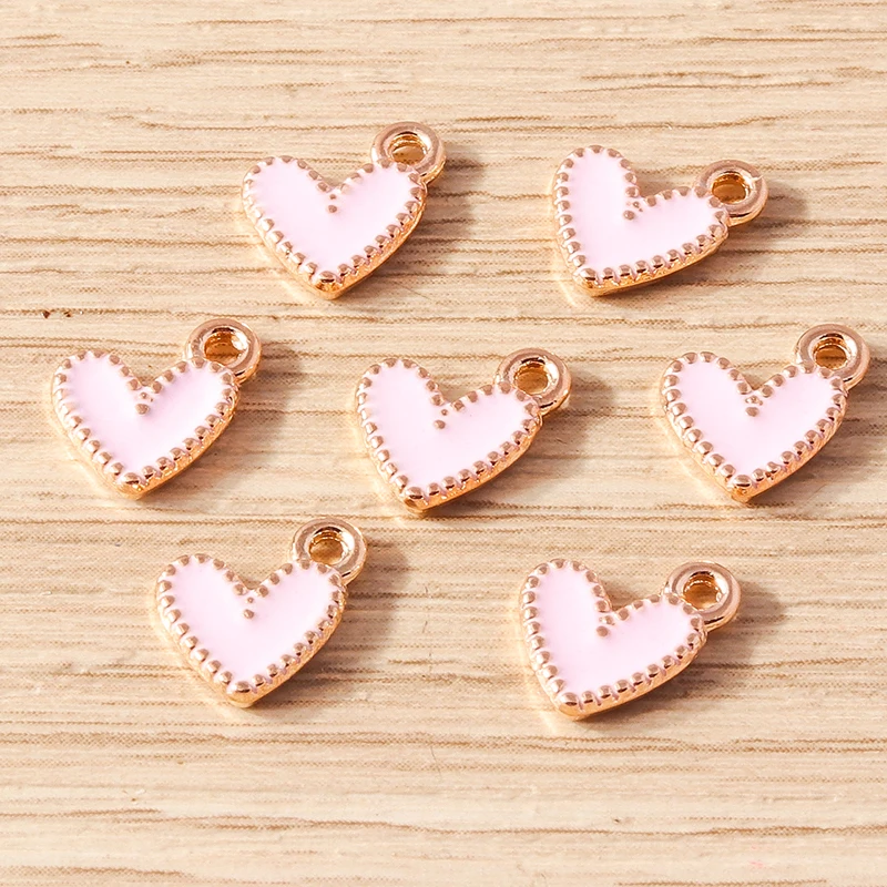 30 stücke 9x9mm süße kleine Emaille Liebe Herz Charms Anhänger für Schmuck machen Tropfen Ohrringe Halsketten Armband DIY Bastel bedarf – Detail 6
