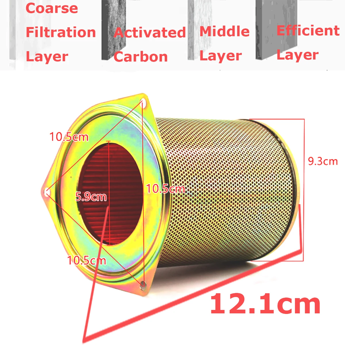 

Motorcycle Air Filter Motor Bike Intake Cleaner Lx07 Wy125-N-M-L-P Wh125-15,Activated Carbon Interwoven Non-Woven Fabric