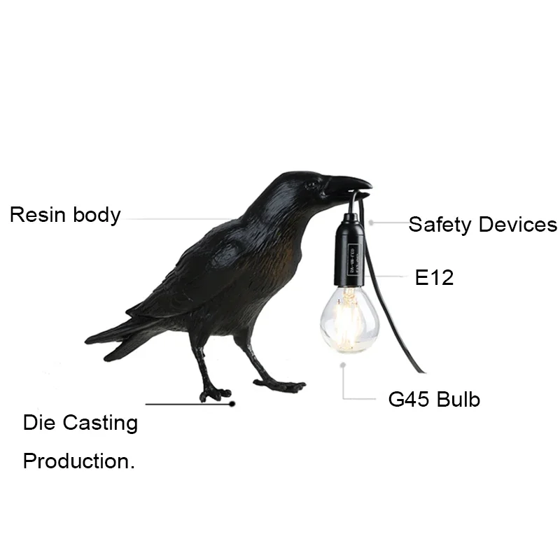 Modern Lucky Bird Table Lamp, Resina Luzes Animal, Quarto De Cabeceira, Sala De Estar, Luminária, Lâmpada De Parede, Animado, Decoração Home