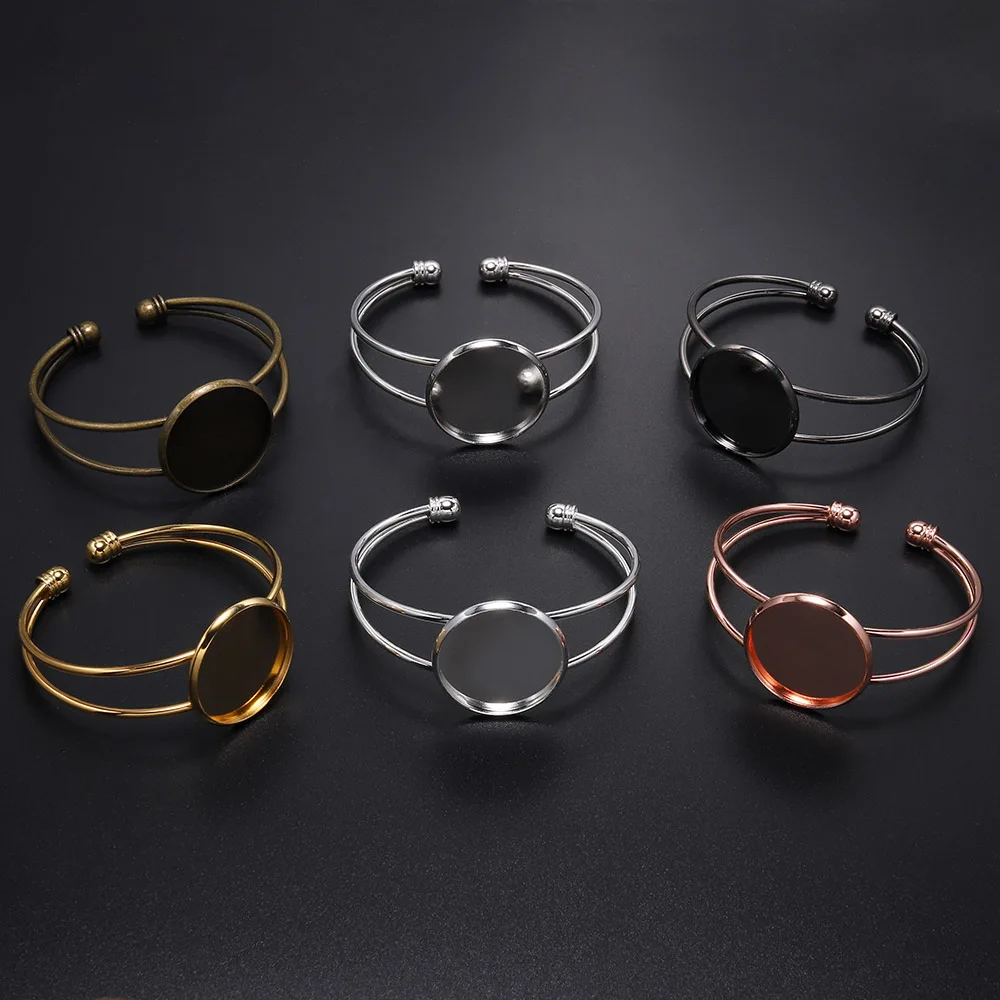 1 Stück Hochwertiger 20mm 25mm Armreifrohling in verschiedenen Farben, Armband-Basis, Fassung für Cabochon und Kamee, Zubehör – Detail 1