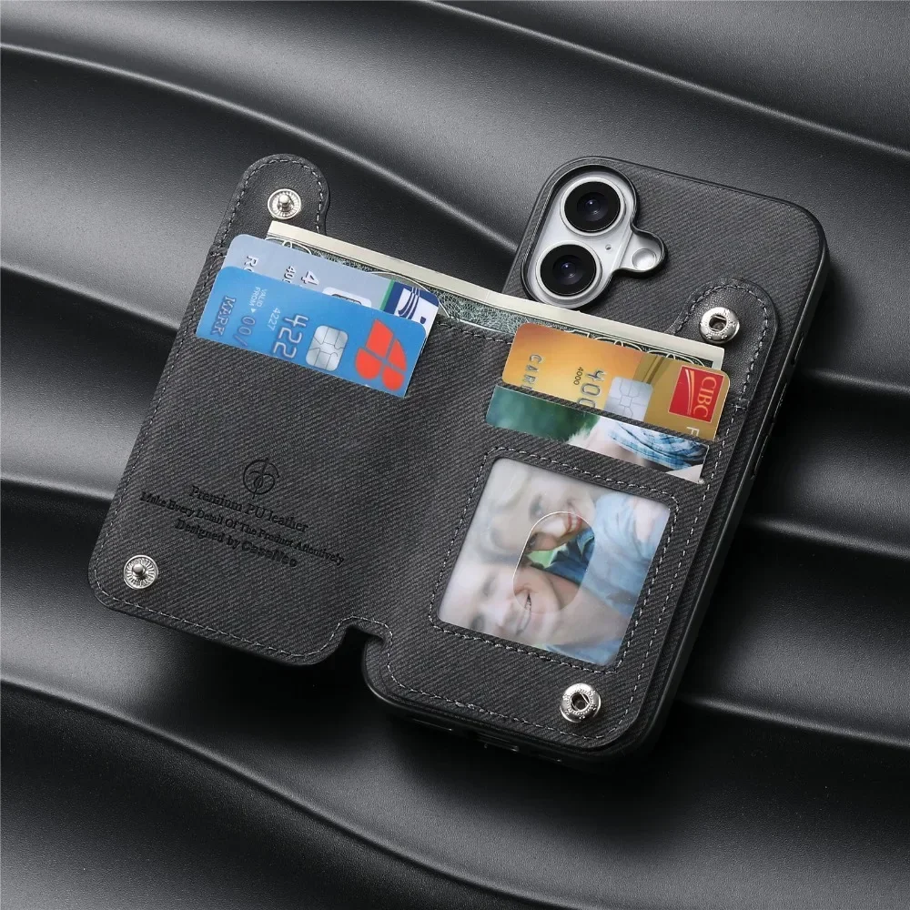 Flip-Wallet mit Kartenhalter RFID-blockierende Handyhülle für iPhone 18 17 16 15 14 Plus 13 12 Pro Max Ring-Lederhalterung – Detail 21