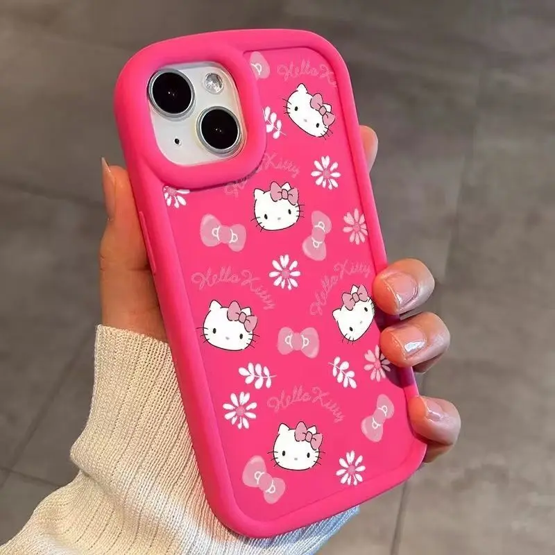 Sanrio Hello Kitty Pink Cute Phone Case For iPhone 15 14 13 12 11 Pro Max 7 8 Plus SE X XS MAX Y2K Anti Fall Silicone Back Cover