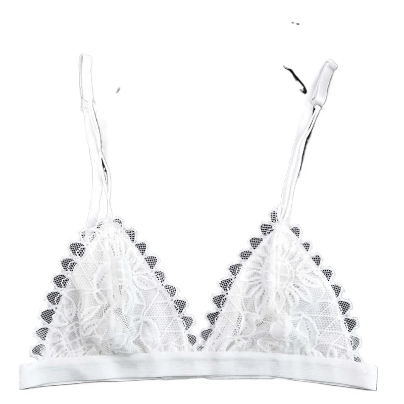 Women Deep V Floral Lace Wire Free Bralette Seamless Soft Triangle Cup Push Up Intimates Daily Breathable Underwear Two Piece Kit