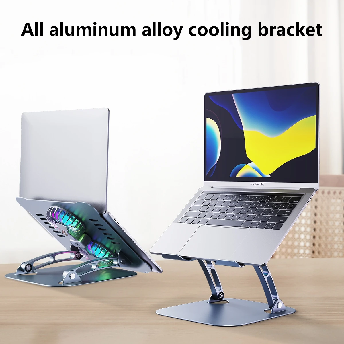 Imagem -01 - Suporte para Notebook com Ventilador de Refrigeração do Computador Suporte em Liga de Alumínio para Todos os Tablets Apple Macbook 1116 Polegadas Dell e Lenovo
