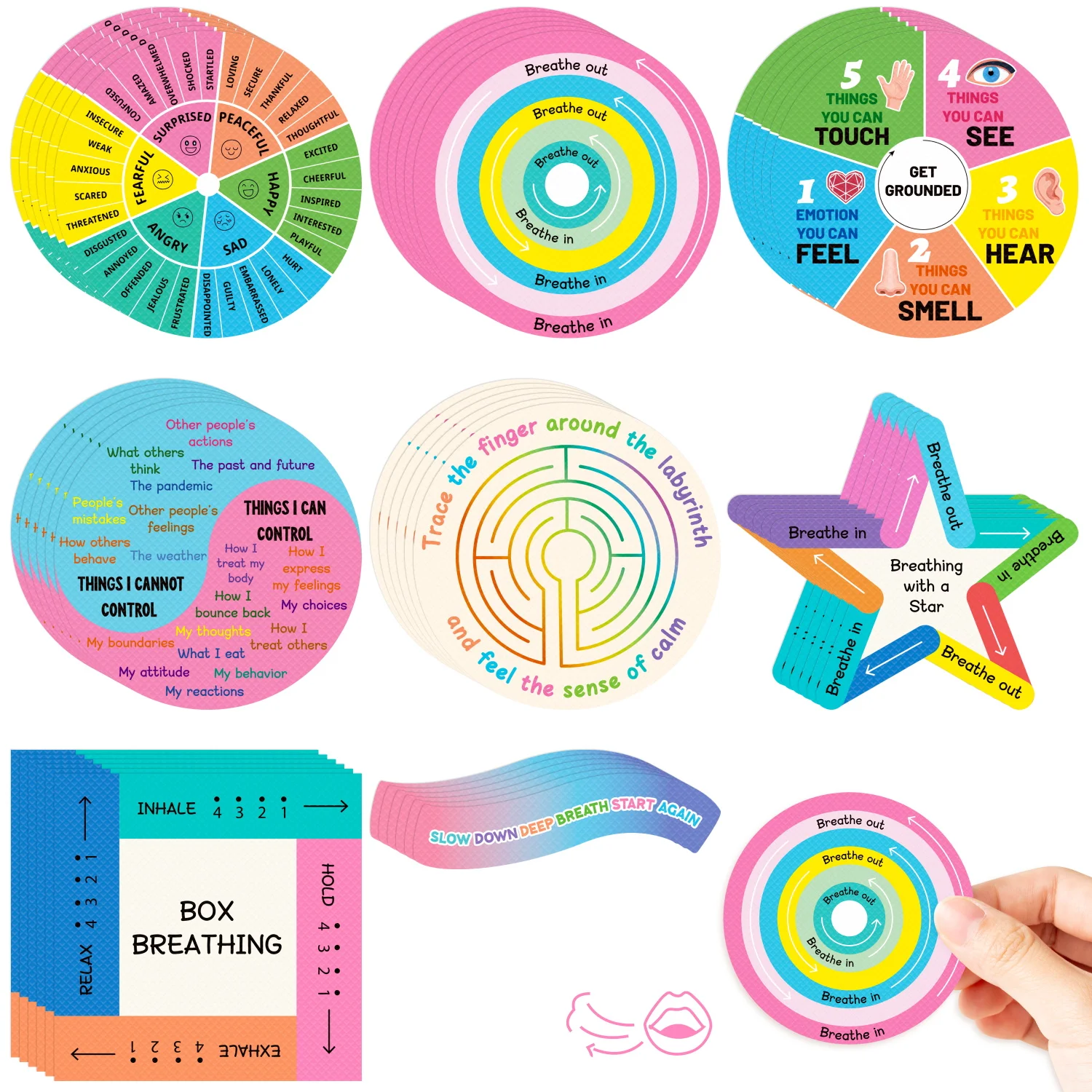 Kids Favors Breath Calm Anxiety Sensory Stickers Anti Stress Tactile Calm Stickers  Self Adhesives Decals for Stationery Sticker