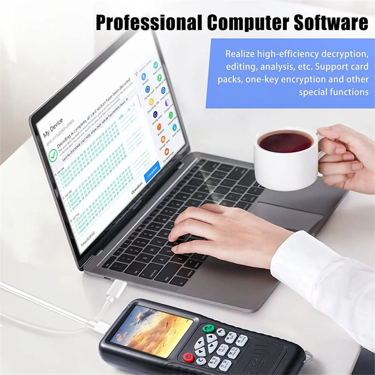 كاتب قارئ ناسخة بطاقات NFC RFID، كاتب قارئ البطاقات الذكية NFC ناسخة RFID، النسخة الإنجليزية ICopy X100 NFC ID IC Reader