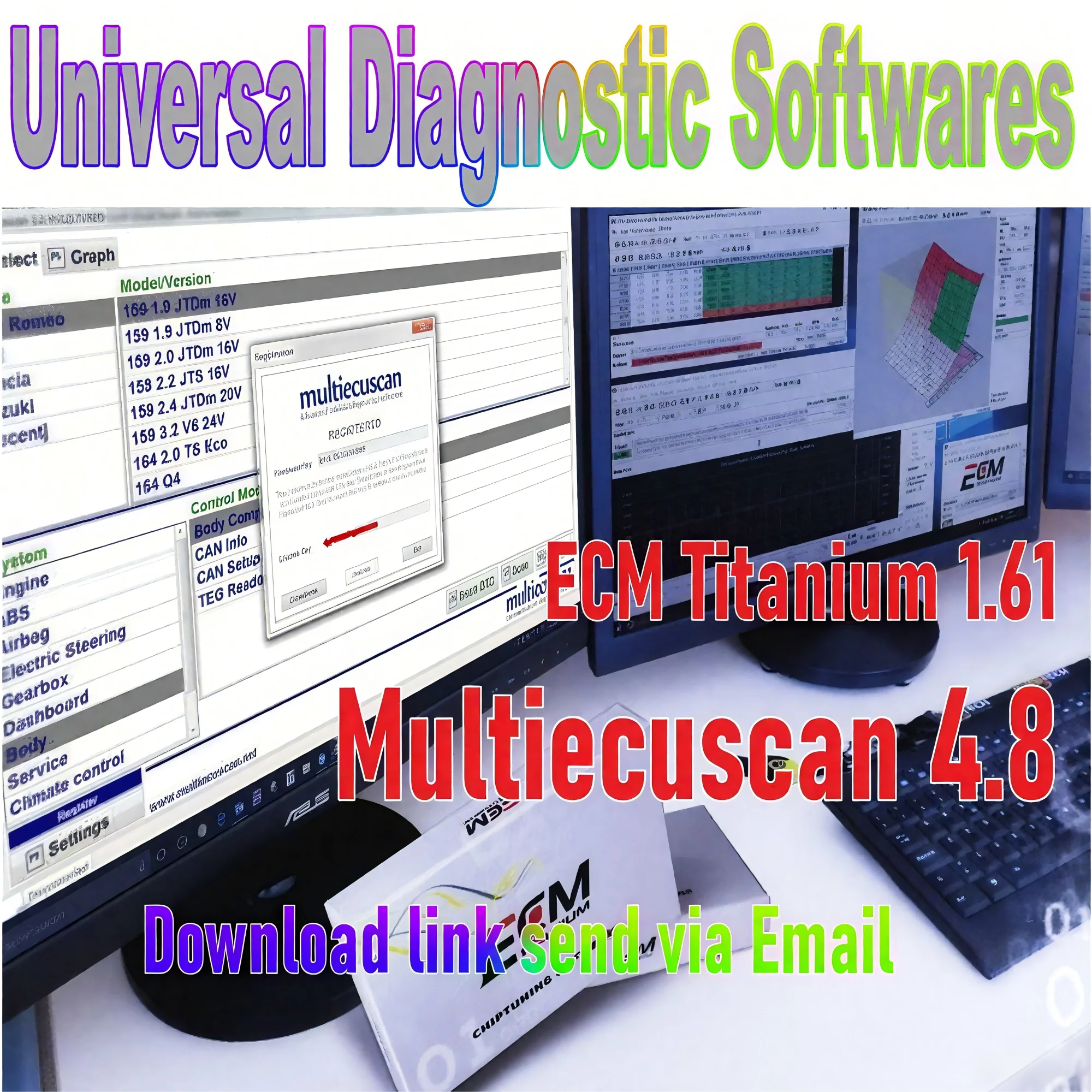 

ECU Titanium 1.61+Multie-cuscan v4.8 for Fiat/Chrysler/Dodge/Jeep/Suzuki Scanner Software 4.9 Works with ELM327/OBD II tools