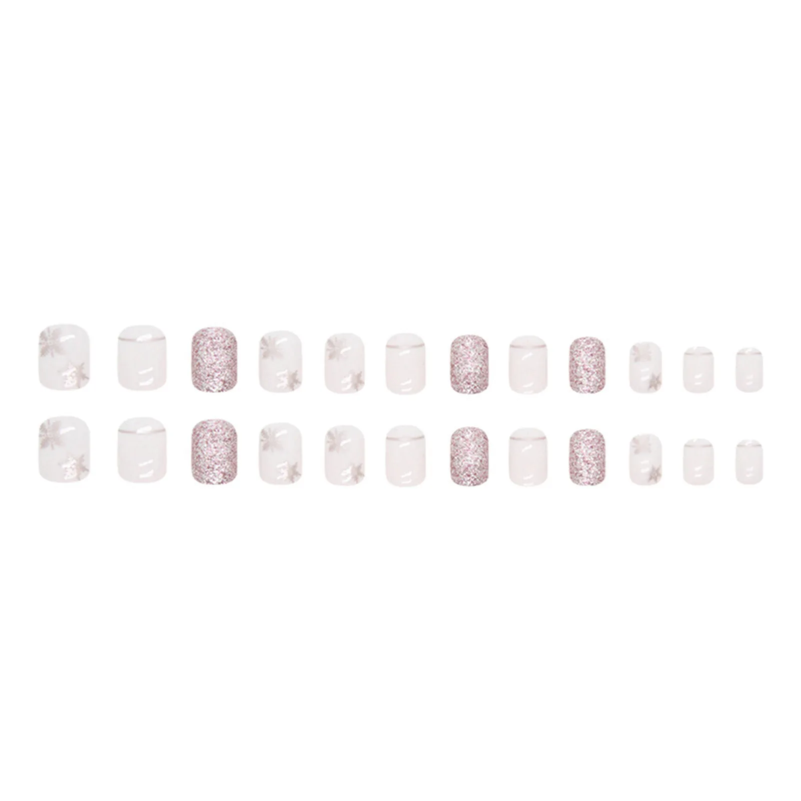 24pcs Girls Glossy Fake Nail Christmas Sweet Fairy Style Reusable Artificial Nail for Women and Girl Nail Salon at Home