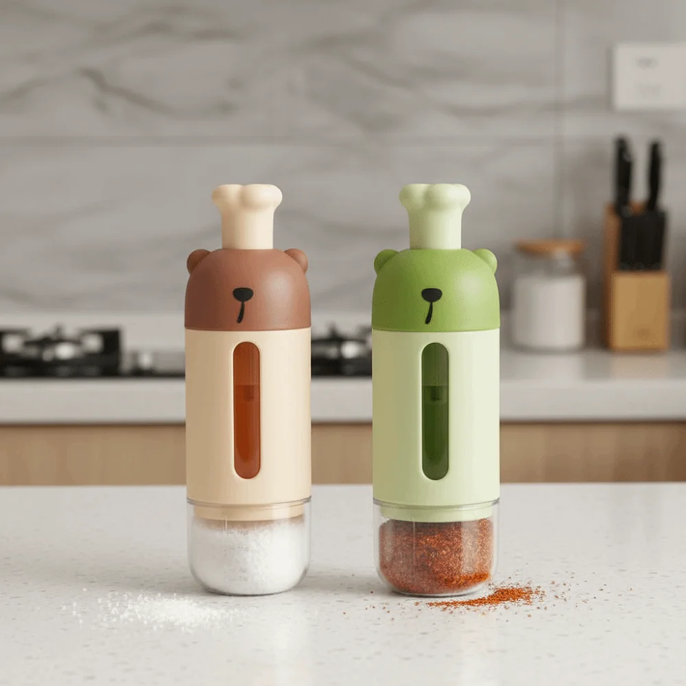 2Pcs Press Type Quantitative Seasoning Bottle Sealed Moisture-proof Seasoning Dispenser Refillable Dustproof Condiment Pot