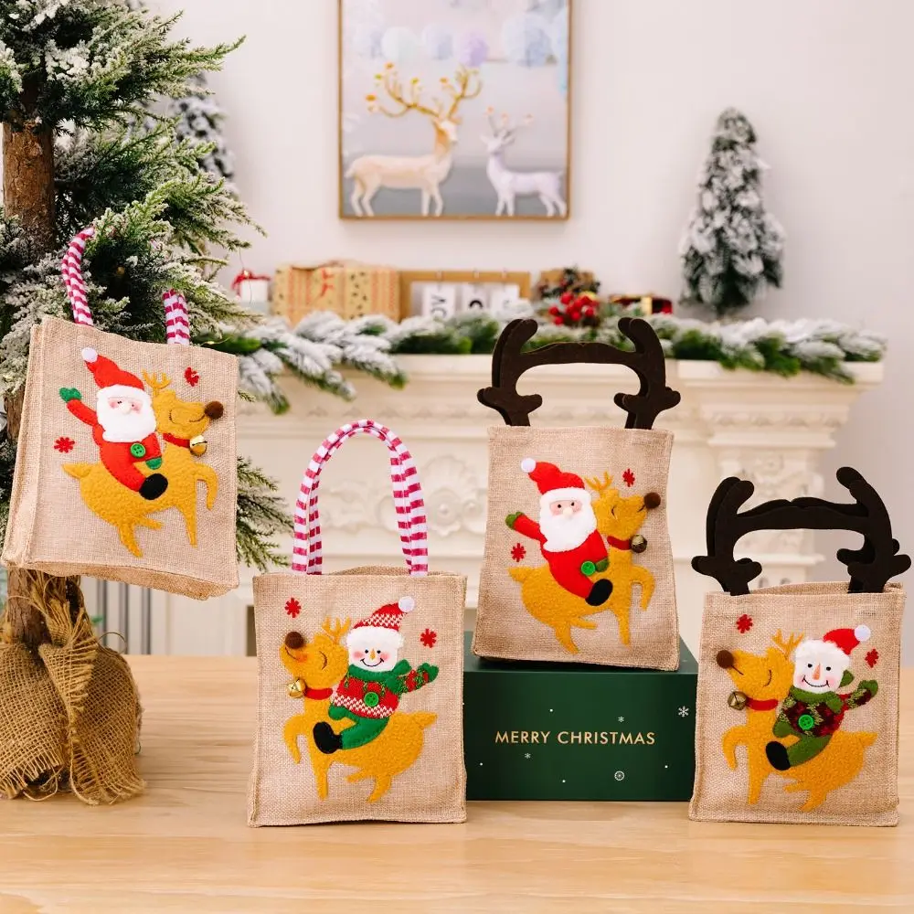 

Cute Large Felt Tote Bag Nylon Snowman Candy Bag Storage Basket Cartoon Christmas Style Bag Female Handbag