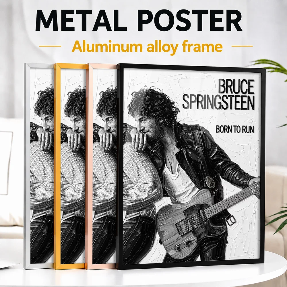 Bruce Springsteen Born To Run Album Cover Framed Metal Print Customized Songwriter Legacy Wall Art Ideal For Room Or Fan Gift