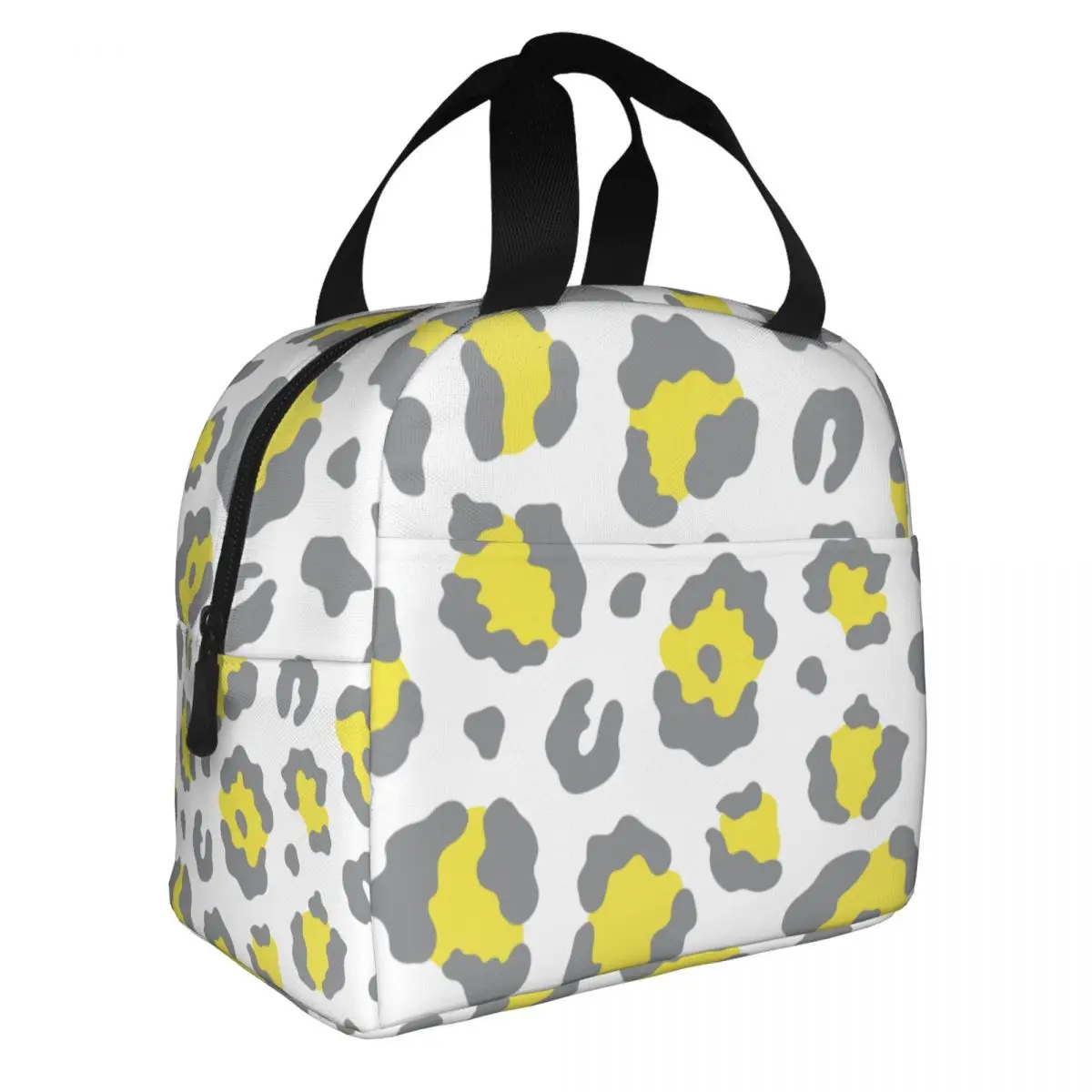 Leopard Animal Fur Printing Insulated Lunch Bags Portable Lunch Container Thermal Bag Tote Lunch Box School Food Storage Bags