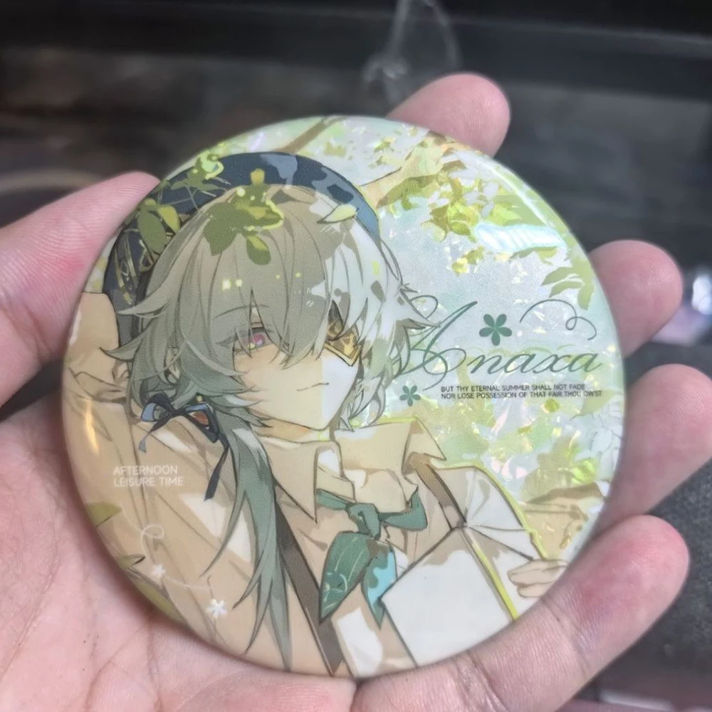 Gioco Honkai: Star Rail Afternoon Anaxa Cospaly Badge Borsa rotonda in metallo Decorazione Spille Spille da 58 mm Collezione unisex Puntelli